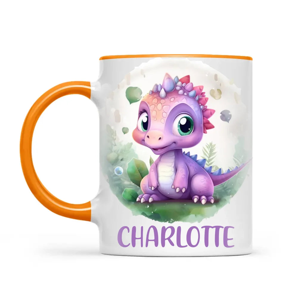 Personalised Dinosaur Kids Cup with Name – Cute Purple Dino Mug for Boys & Girls – Available in 11oz, 6oz & Enamel – Custom Gift for Birthdays, Christmas & Special Occasions