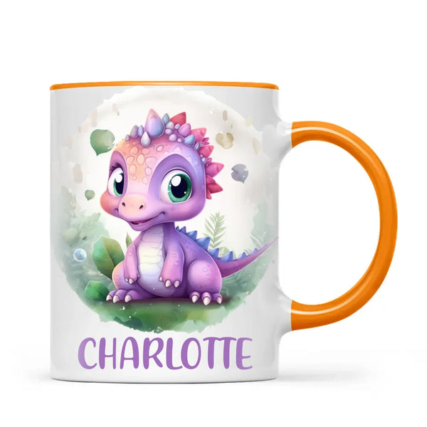 Personalised Dinosaur Kids Cup with Name – Cute Purple Dino Mug for Boys & Girls – Available in 11oz, 6oz & Enamel – Custom Gift for Birthdays, Christmas & Special Occasions