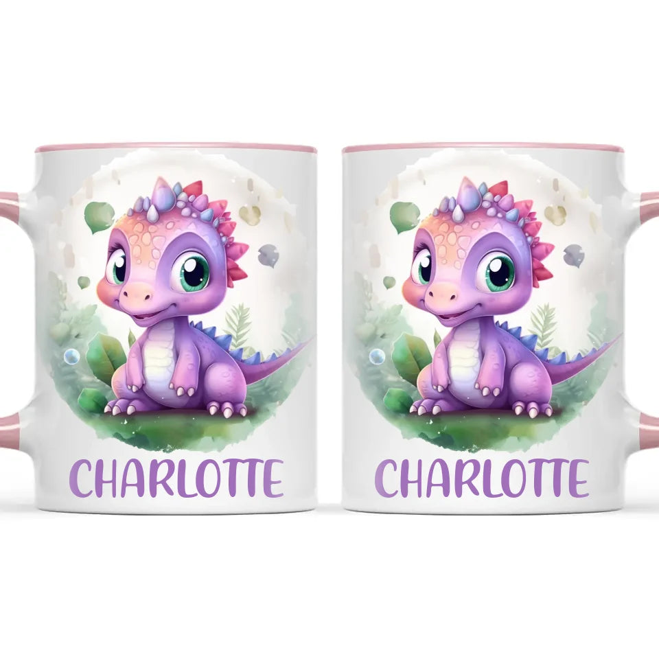 Personalised Dinosaur Kids Cup with Name – Cute Purple Dino Mug for Boys & Girls – Available in 11oz, 6oz & Enamel – Custom Gift for Birthdays, Christmas & Special Occasions