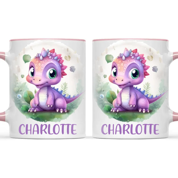 Personalised Dinosaur Kids Cup with Name – Cute Purple Dino Mug for Boys & Girls – Available in 11oz, 6oz & Enamel – Custom Gift for Birthdays, Christmas & Special Occasions