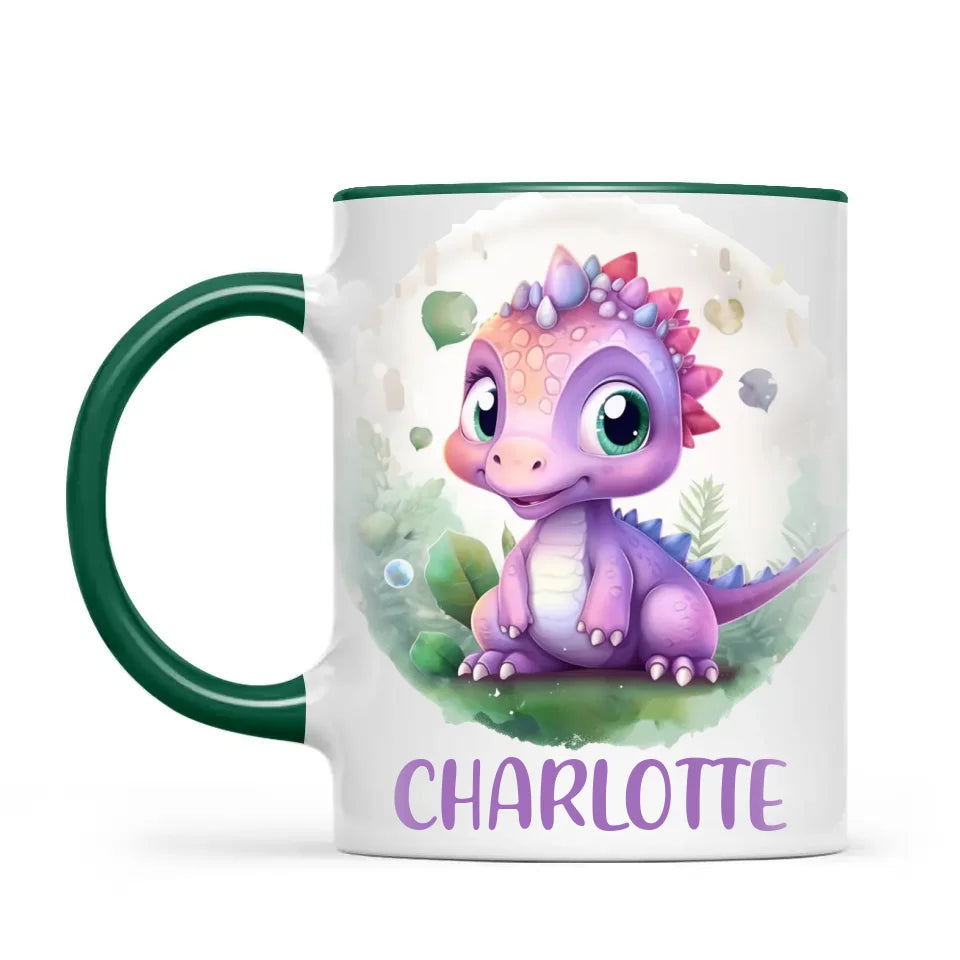 Personalised Dinosaur Kids Cup with Name – Cute Purple Dino Mug for Boys & Girls – Available in 11oz, 6oz & Enamel – Custom Gift for Birthdays, Christmas & Special Occasions