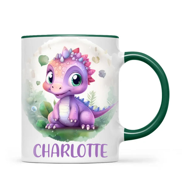 Personalised Dinosaur Kids Cup with Name – Cute Purple Dino Mug for Boys & Girls – Available in 11oz, 6oz & Enamel – Custom Gift for Birthdays, Christmas & Special Occasions