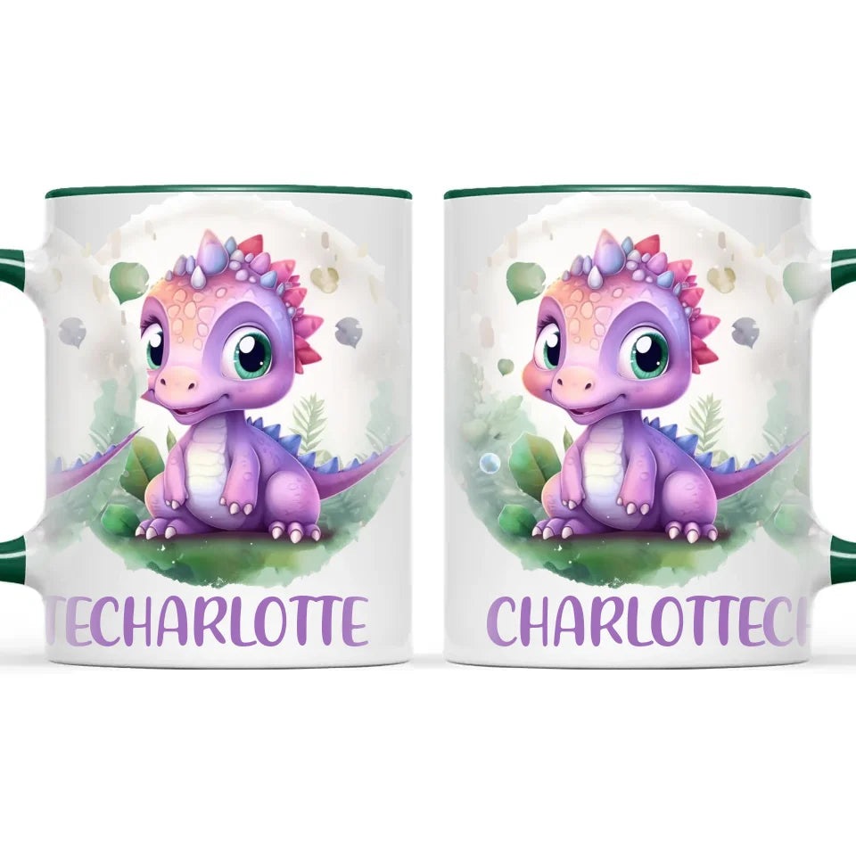 Personalised Dinosaur Kids Cup with Name – Cute Purple Dino Mug for Boys & Girls – Available in 11oz, 6oz & Enamel – Custom Gift for Birthdays, Christmas & Special Occasions