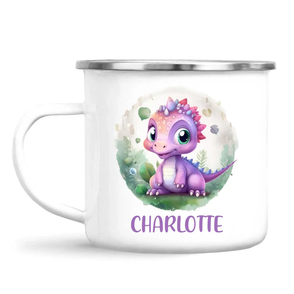 Personalised Dinosaur Kids Cup with Name – Cute Purple Dino Mug for Boys & Girls – Available in 11oz, 6oz & Enamel – Custom Gift for Birthdays, Christmas & Special Occasions