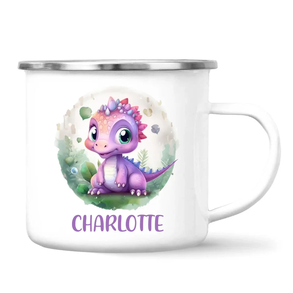 Personalised Dinosaur Kids Cup with Name – Cute Purple Dino Mug for Boys & Girls – Available in 11oz, 6oz & Enamel – Custom Gift for Birthdays, Christmas & Special Occasions