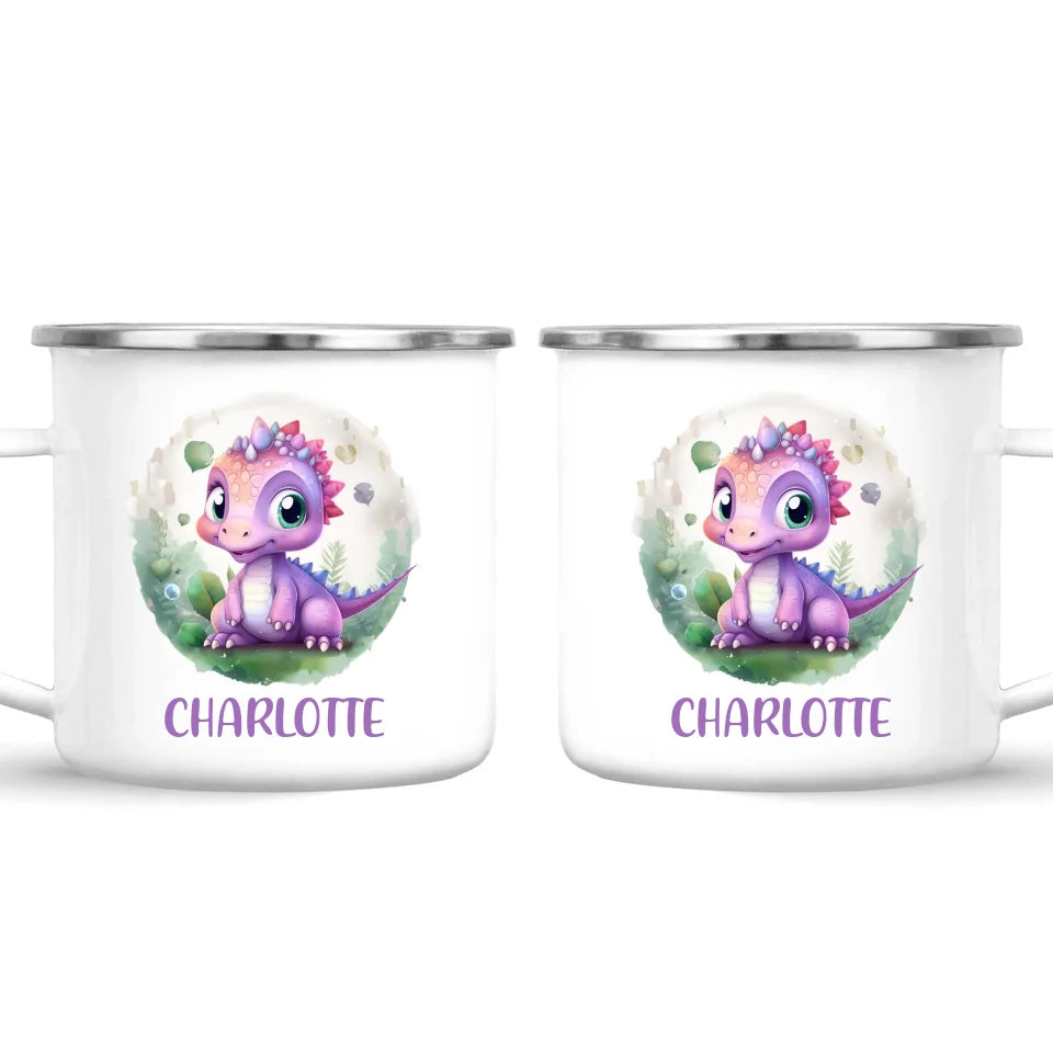 Personalised Dinosaur Kids Cup with Name – Cute Purple Dino Mug for Boys & Girls – Available in 11oz, 6oz & Enamel – Custom Gift for Birthdays, Christmas & Special Occasions