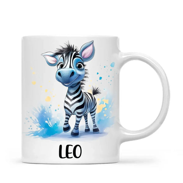 Personalised Zebra Kids Cup with Custom Name – Cute Animal Mug for Boys & Girls – 11oz, 6oz & Enamel Options – Personalised Gift for Birthday, Christmas & Special Occasions