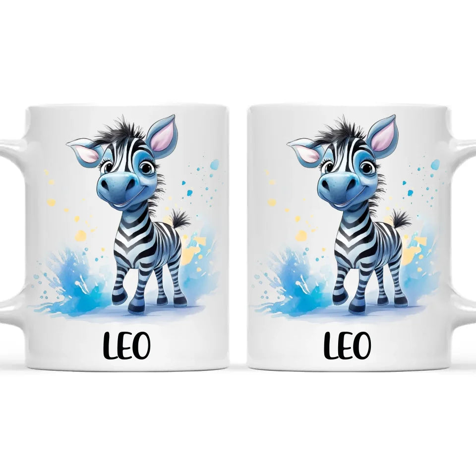 Personalised Zebra Kids Cup with Custom Name – Cute Animal Mug for Boys & Girls – 11oz, 6oz & Enamel Options – Personalised Gift for Birthday, Christmas & Special Occasions