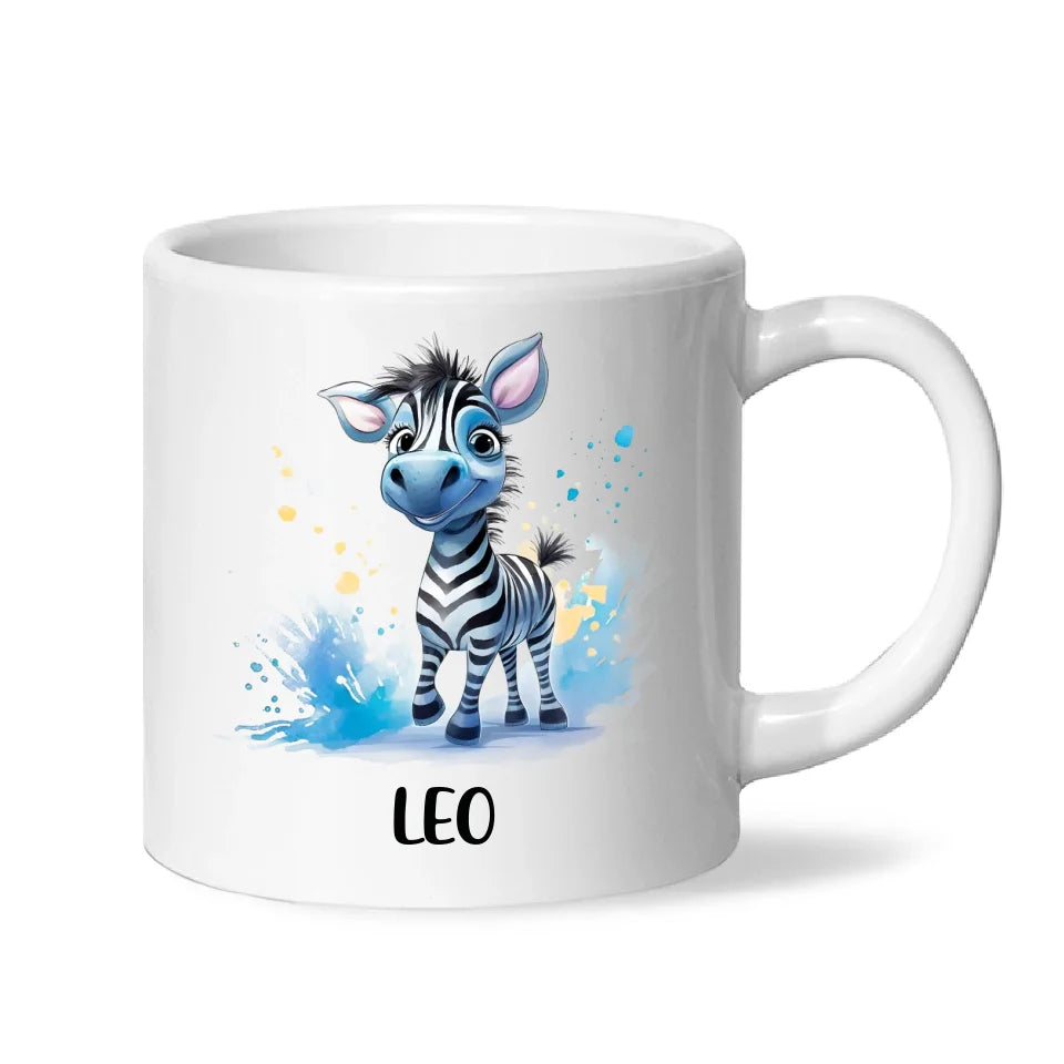 Personalised Zebra Kids Cup with Custom Name – Cute Animal Mug for Boys & Girls – 11oz, 6oz & Enamel Options – Personalised Gift for Birthday, Christmas & Special Occasions