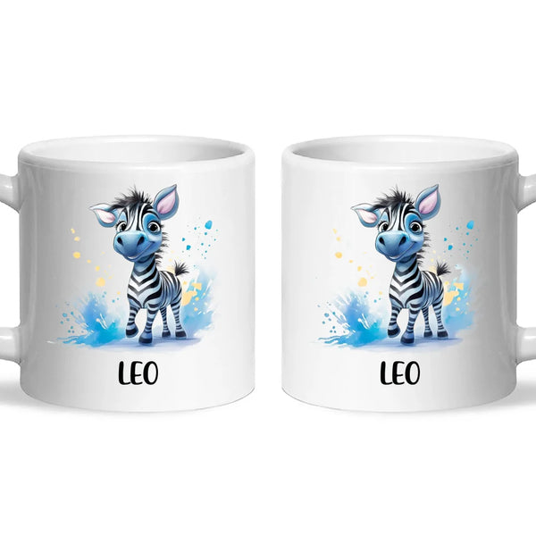 Personalised Zebra Kids Cup with Custom Name – Cute Animal Mug for Boys & Girls – 11oz, 6oz & Enamel Options – Personalised Gift for Birthday, Christmas & Special Occasions