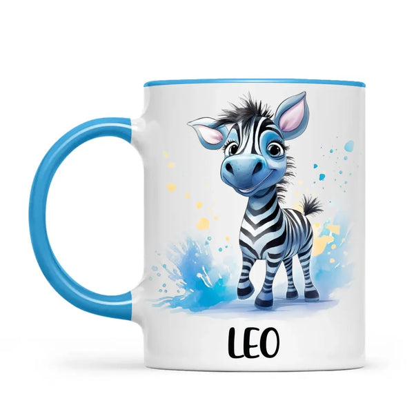 Personalised Zebra Kids Cup with Custom Name – Cute Animal Mug for Boys & Girls – 11oz, 6oz & Enamel Options – Personalised Gift for Birthday, Christmas & Special Occasions