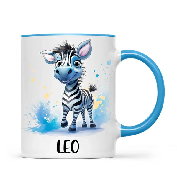 Personalised Zebra Kids Cup with Custom Name – Cute Animal Mug for Boys & Girls – 11oz, 6oz & Enamel Options – Personalised Gift for Birthday, Christmas & Special Occasions