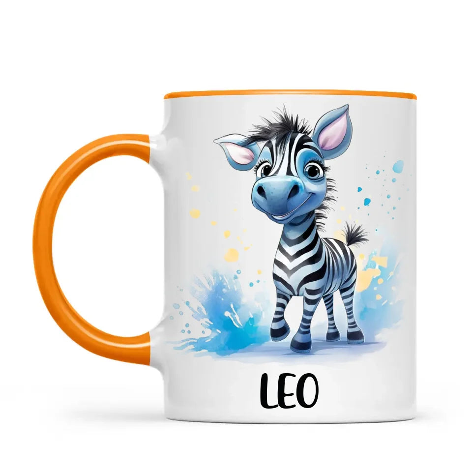 Personalised Zebra Kids Cup with Custom Name – Cute Animal Mug for Boys & Girls – 11oz, 6oz & Enamel Options – Personalised Gift for Birthday, Christmas & Special Occasions