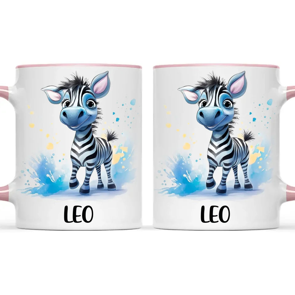 Personalised Zebra Kids Cup with Custom Name – Cute Animal Mug for Boys & Girls – 11oz, 6oz & Enamel Options – Personalised Gift for Birthday, Christmas & Special Occasions