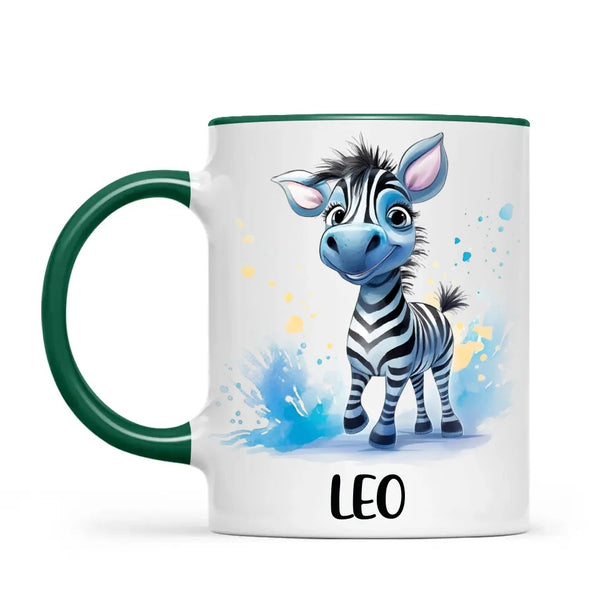 Personalised Zebra Kids Cup with Custom Name – Cute Animal Mug for Boys & Girls – 11oz, 6oz & Enamel Options – Personalised Gift for Birthday, Christmas & Special Occasions