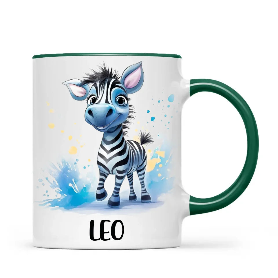 Personalised Zebra Kids Cup with Custom Name – Cute Animal Mug for Boys & Girls – 11oz, 6oz & Enamel Options – Personalised Gift for Birthday, Christmas & Special Occasions