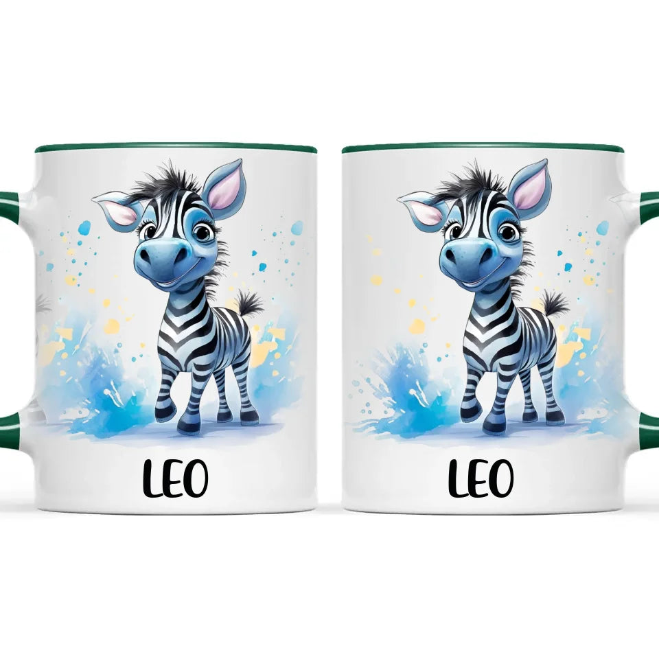 Personalised Zebra Kids Cup with Custom Name – Cute Animal Mug for Boys & Girls – 11oz, 6oz & Enamel Options – Personalised Gift for Birthday, Christmas & Special Occasions