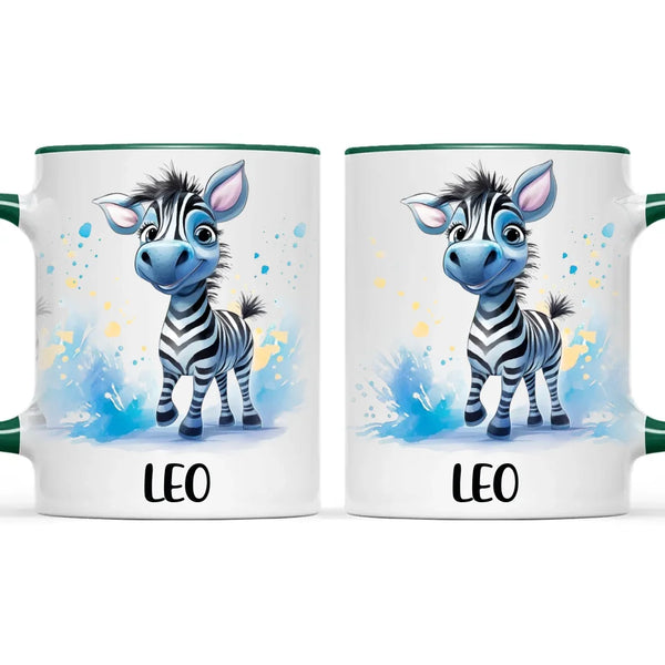 Personalised Zebra Kids Cup with Custom Name – Cute Animal Mug for Boys & Girls – 11oz, 6oz & Enamel Options – Personalised Gift for Birthday, Christmas & Special Occasions