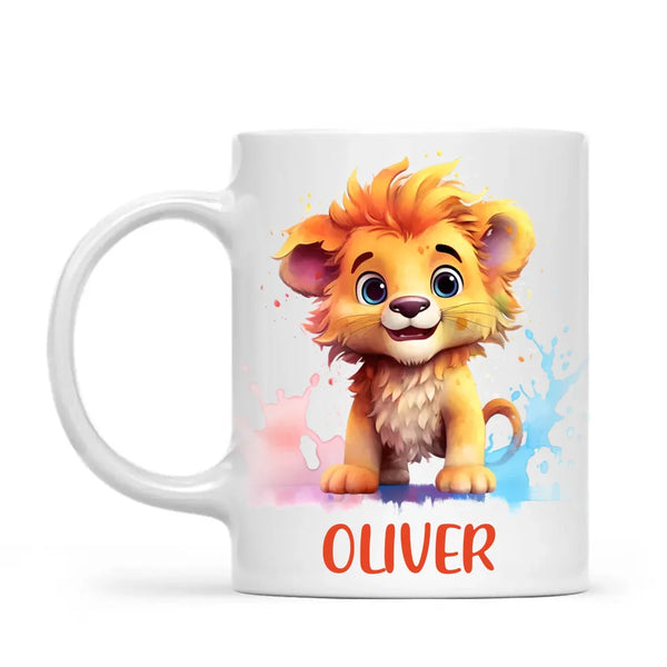 Personalised Lion Kids Cup - Custom Name 11oz, 6oz, or Enamel - Cute Jungle Animal Mug for Boys & Girls - New Zealand Made