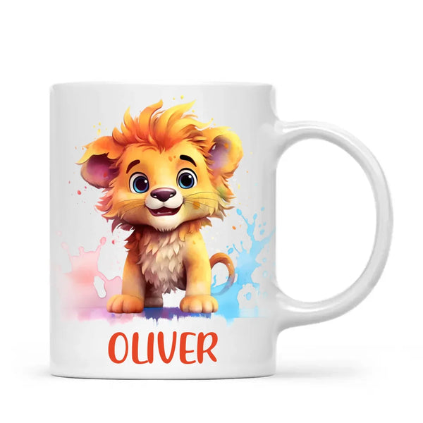 Personalised Lion Kids Cup - Custom Name 11oz, 6oz, or Enamel - Cute Jungle Animal Mug for Boys & Girls - New Zealand Made