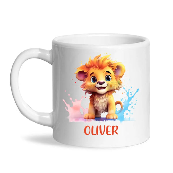 Personalised Lion Kids Cup - Custom Name 11oz, 6oz, or Enamel - Cute Jungle Animal Mug for Boys & Girls - New Zealand Made