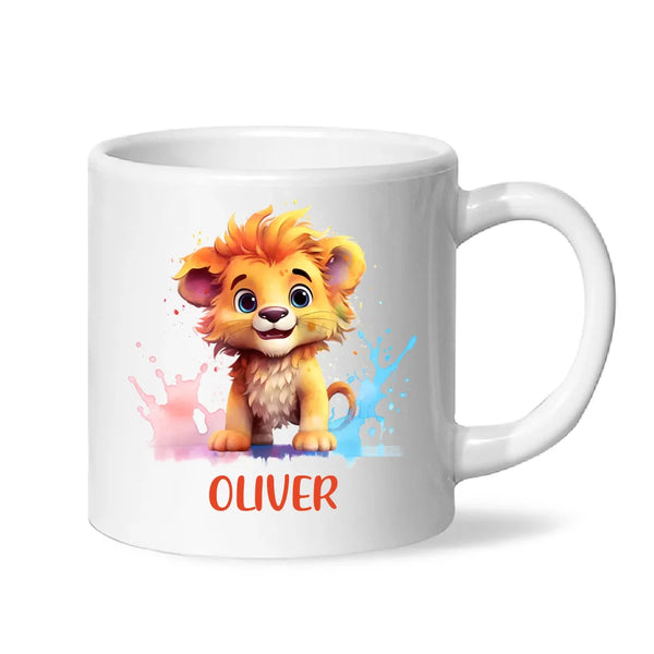 Personalised Lion Kids Cup - Custom Name 11oz, 6oz, or Enamel - Cute Jungle Animal Mug for Boys & Girls - New Zealand Made