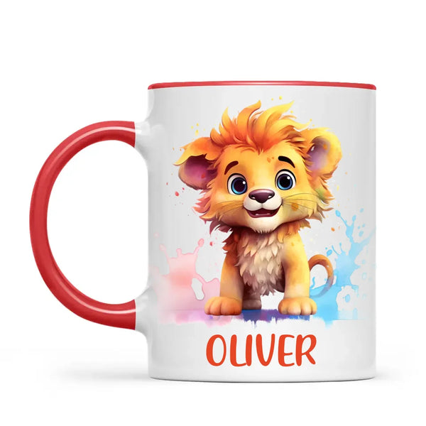 Personalised Lion Kids Cup - Custom Name 11oz, 6oz, or Enamel - Cute Jungle Animal Mug for Boys & Girls - New Zealand Made