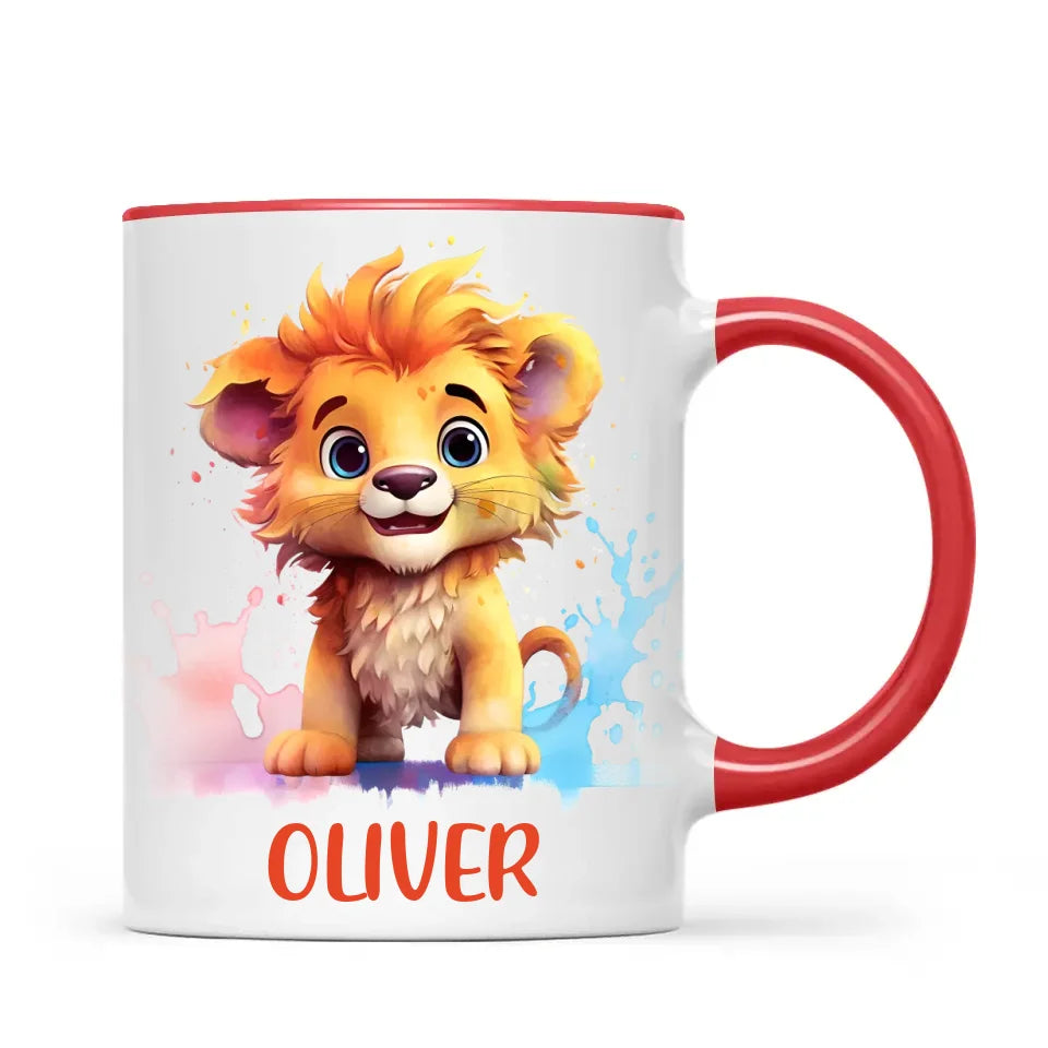 Personalised Lion Kids Cup - Custom Name 11oz, 6oz, or Enamel - Cute Jungle Animal Mug for Boys & Girls - New Zealand Made