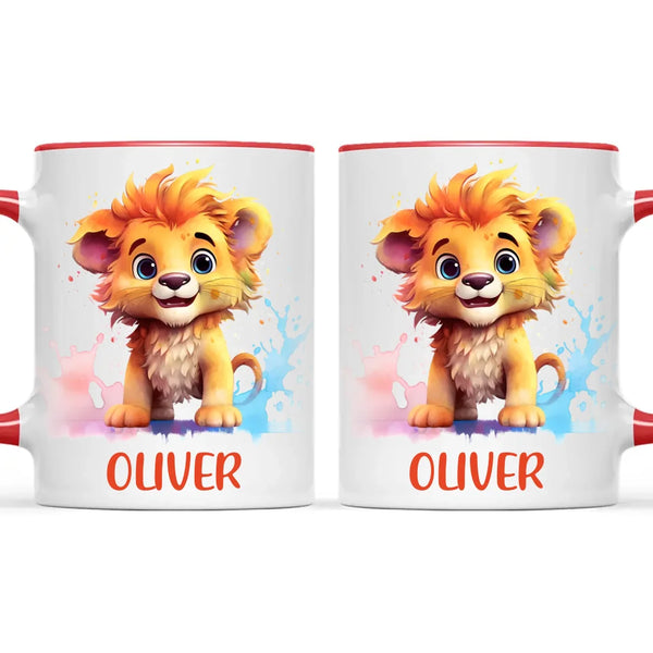 Personalised Lion Kids Cup - Custom Name 11oz, 6oz, or Enamel - Cute Jungle Animal Mug for Boys & Girls - New Zealand Made