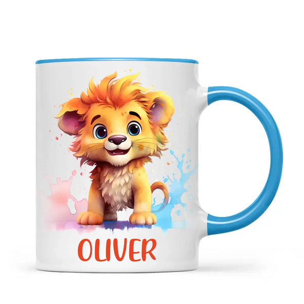 Personalised Lion Kids Cup - Custom Name 11oz, 6oz, or Enamel - Cute Jungle Animal Mug for Boys & Girls - New Zealand Made