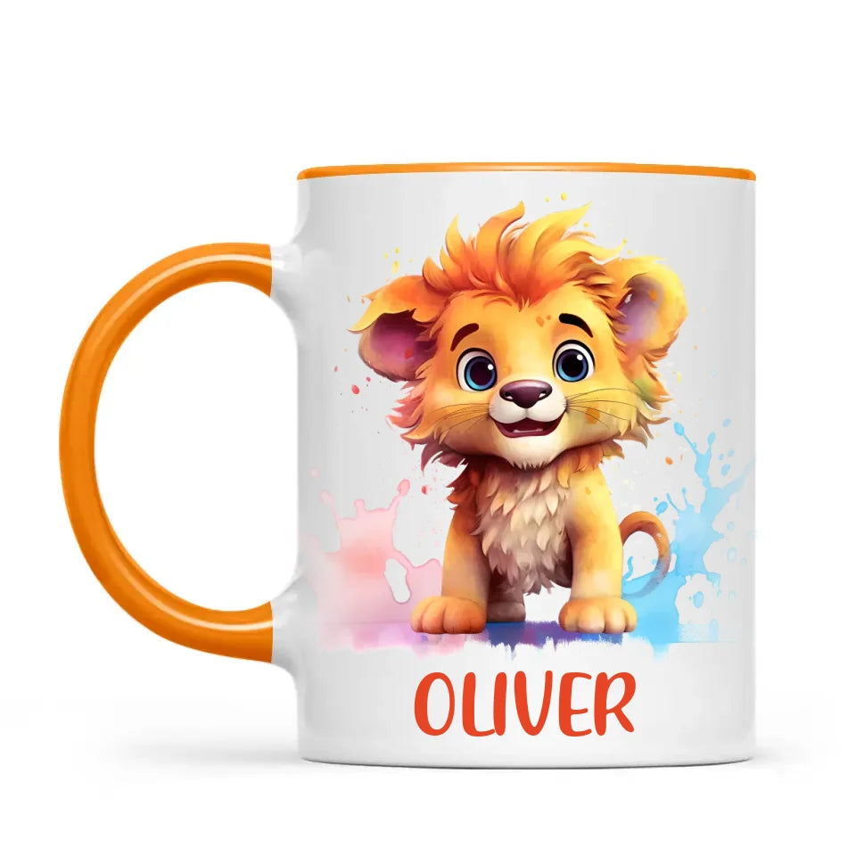 Personalised Lion Kids Cup - Custom Name 11oz, 6oz, or Enamel - Cute Jungle Animal Mug for Boys & Girls - New Zealand Made