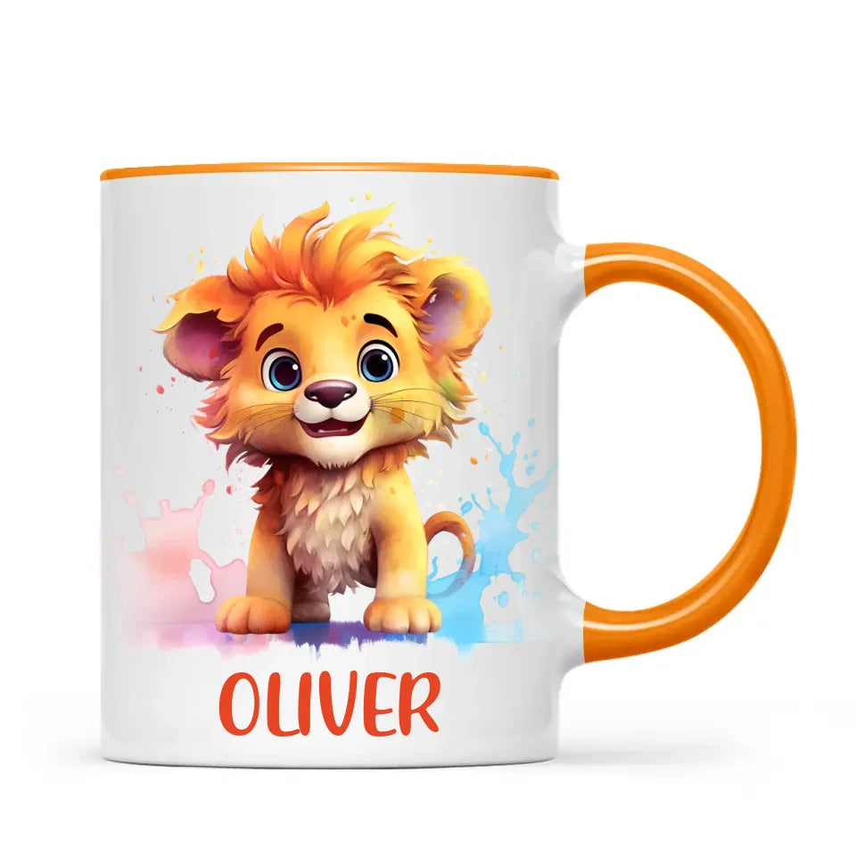 Personalised Lion Kids Cup - Custom Name 11oz, 6oz, or Enamel - Cute Jungle Animal Mug for Boys & Girls - New Zealand Made