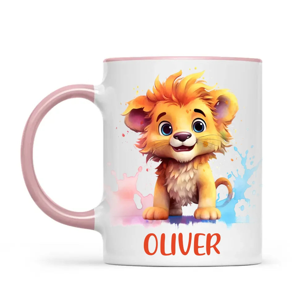 Personalised Lion Kids Cup - Custom Name 11oz, 6oz, or Enamel - Cute Jungle Animal Mug for Boys & Girls - New Zealand Made