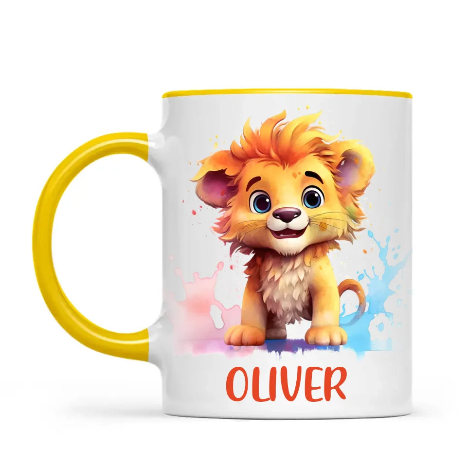 Personalised Lion Kids Cup - Custom Name 11oz, 6oz, or Enamel - Cute Jungle Animal Mug for Boys & Girls - New Zealand Made