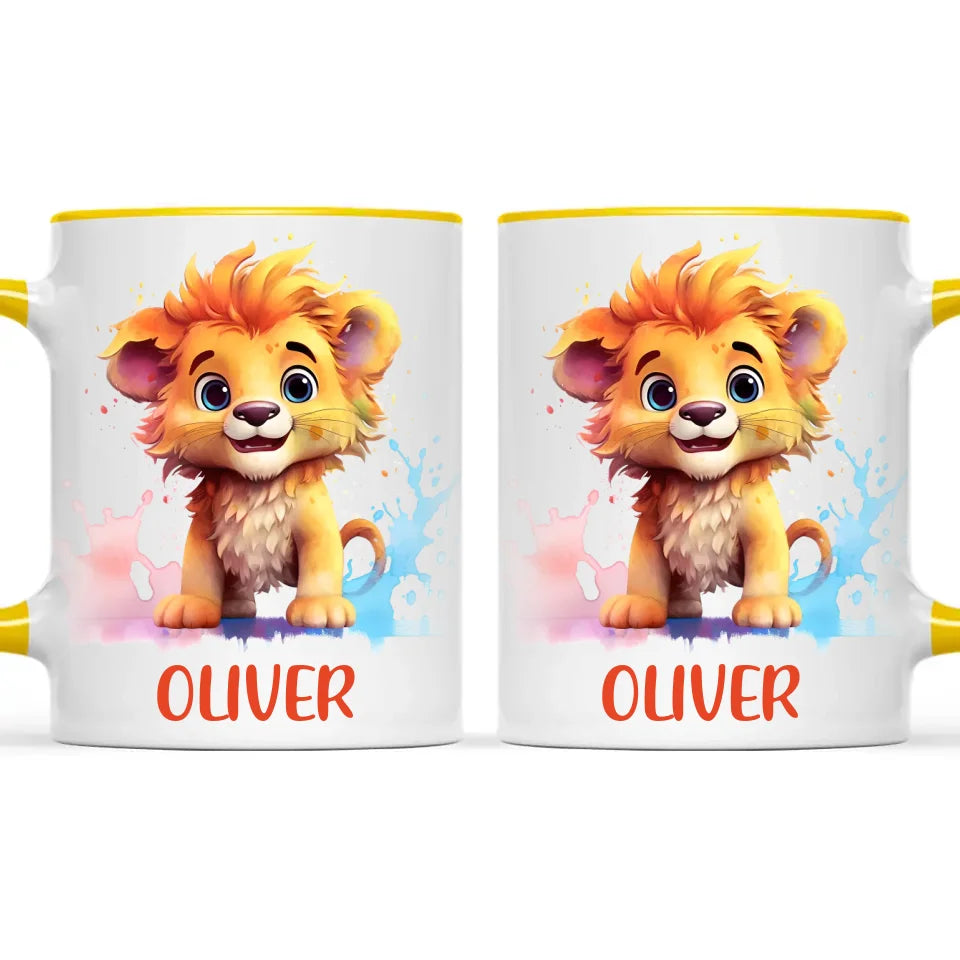 Personalised Lion Kids Cup - Custom Name 11oz, 6oz, or Enamel - Cute Jungle Animal Mug for Boys & Girls - New Zealand Made