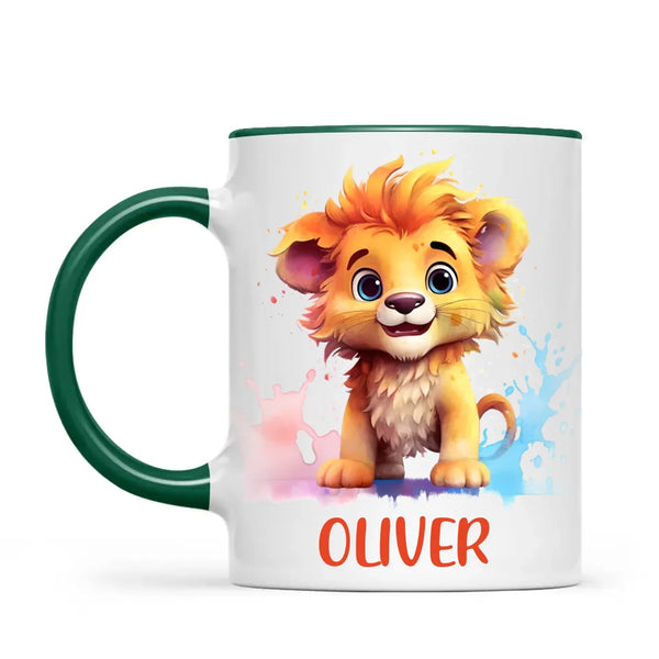 Personalised Lion Kids Cup - Custom Name 11oz, 6oz, or Enamel - Cute Jungle Animal Mug for Boys & Girls - New Zealand Made