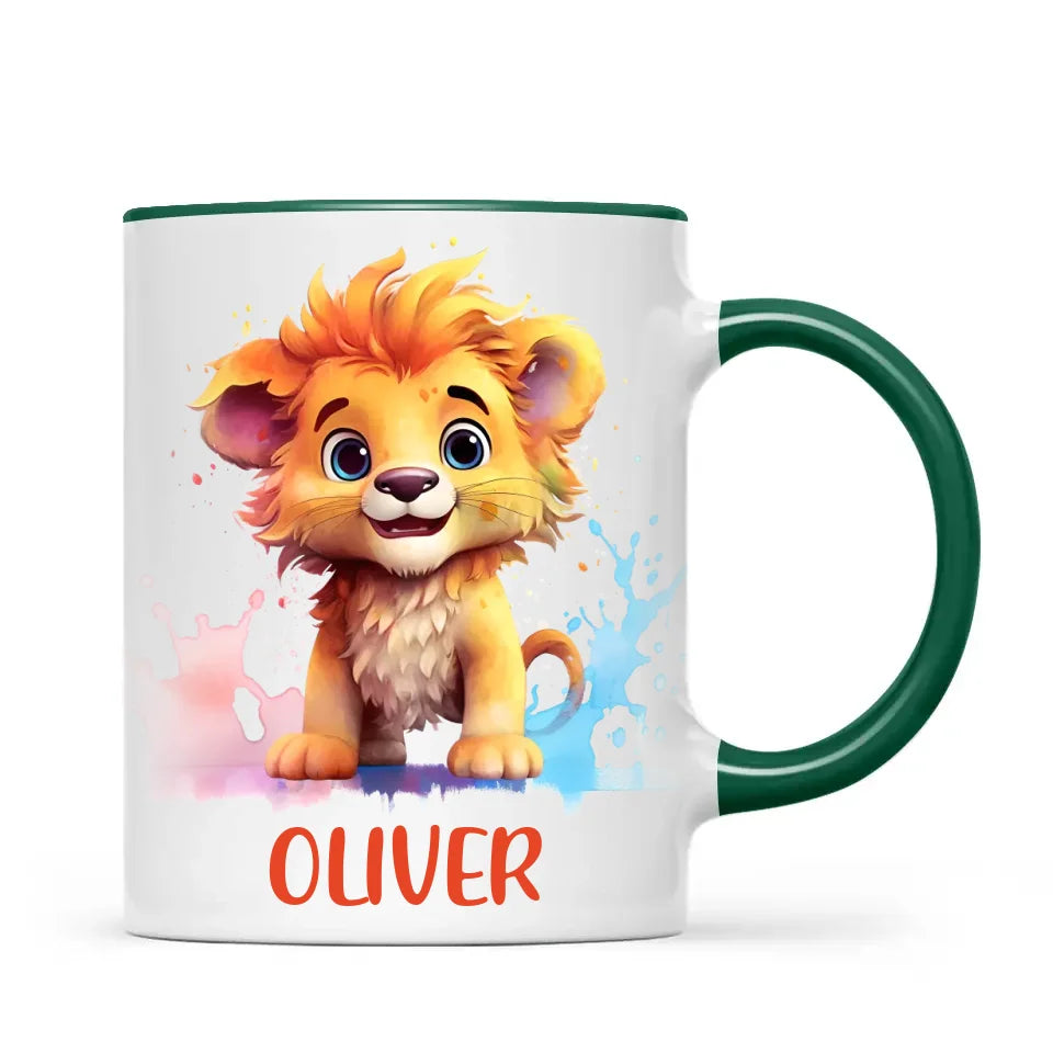 Personalised Lion Kids Cup - Custom Name 11oz, 6oz, or Enamel - Cute Jungle Animal Mug for Boys & Girls - New Zealand Made