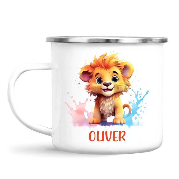 Personalised Lion Kids Cup - Custom Name 11oz, 6oz, or Enamel - Cute Jungle Animal Mug for Boys & Girls - New Zealand Made