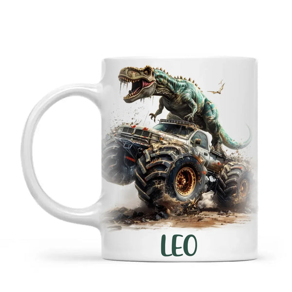 Personalised Dinosaur Monster Truck Kids Cup - Custom Name Mug for Boys - 11oz, 6oz or Enamel Cup - NZ Made Gift