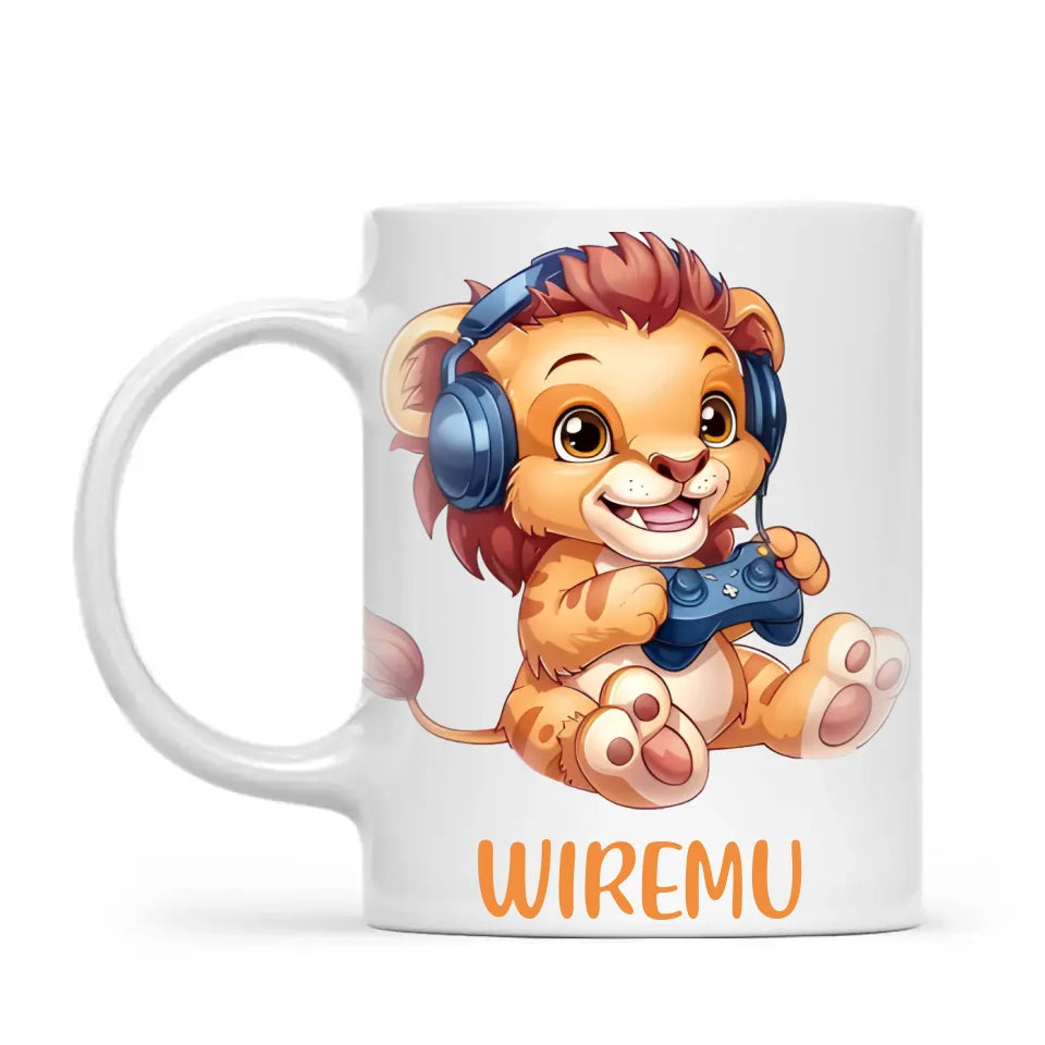 Lion Gamer Adventure - Personalised Kids Mug