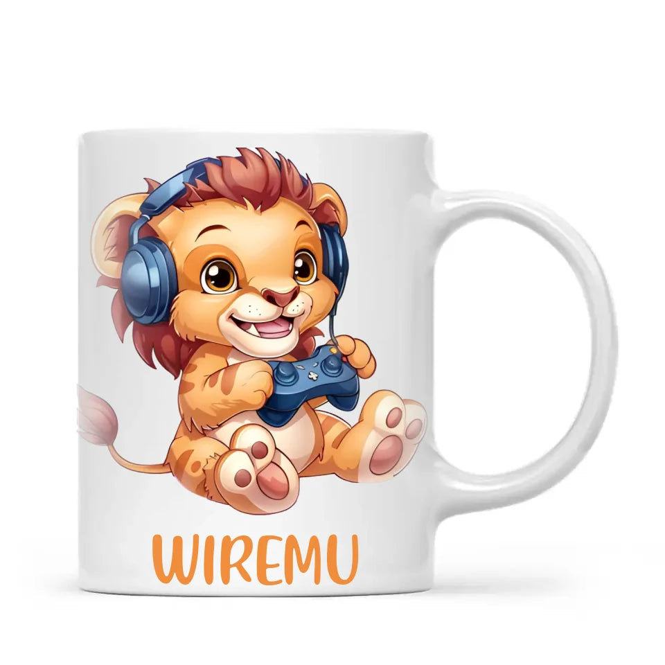 Lion Gamer Adventure - Personalised Kids Mug