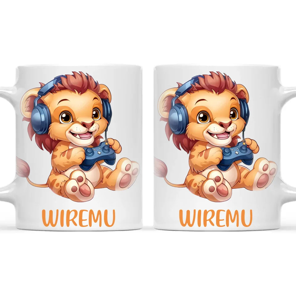 Lion Gamer Adventure - Personalised Kids Mug