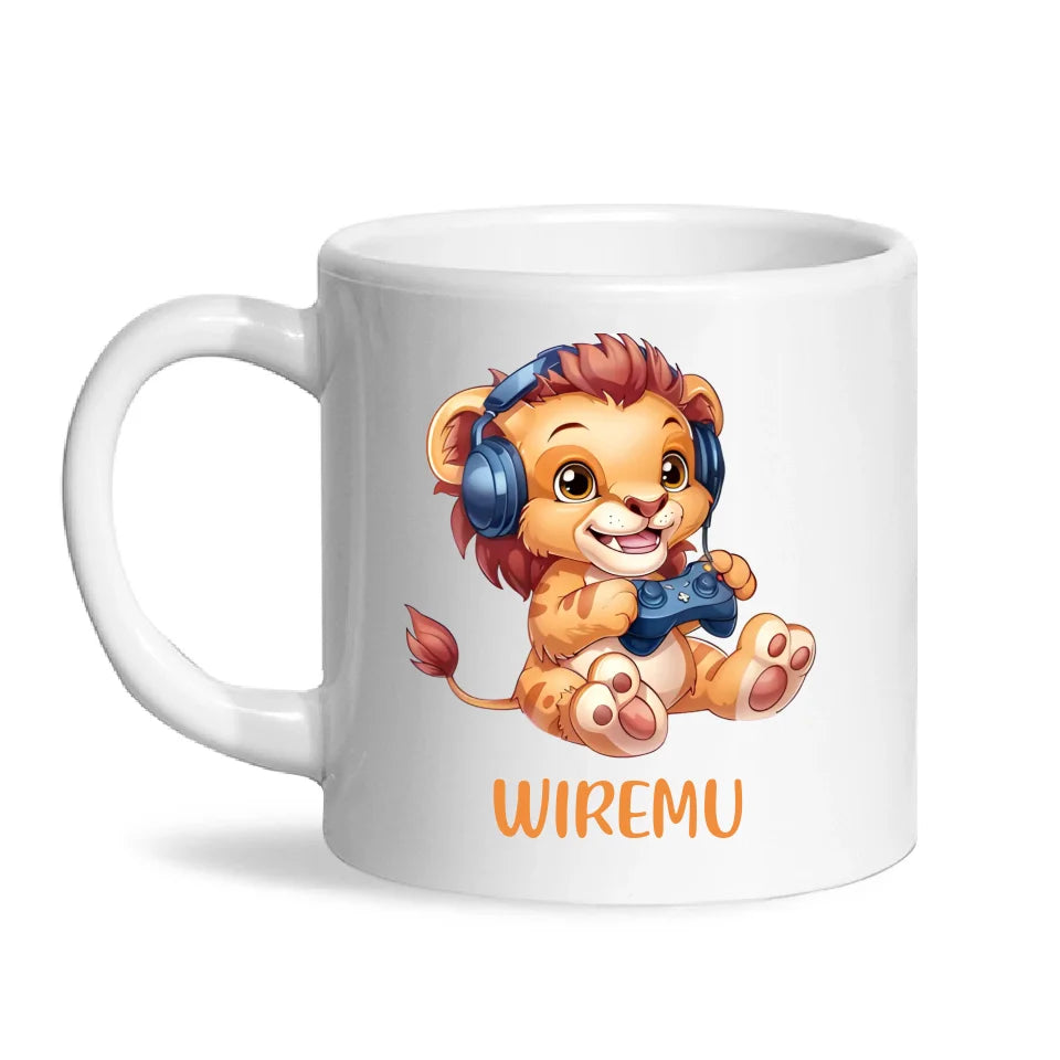 Lion Gamer Adventure - Personalised Kids Mug