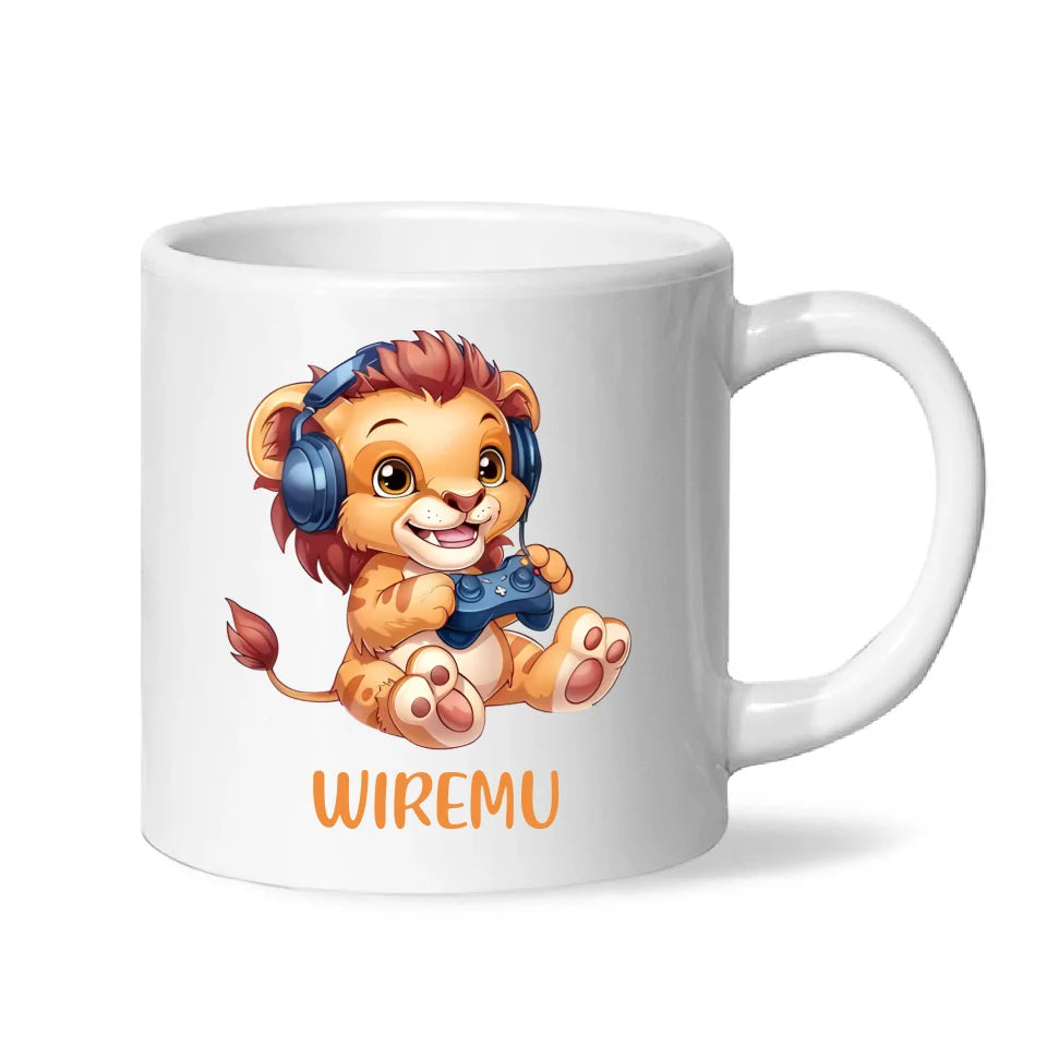 Lion Gamer Adventure - Personalised Kids Mug