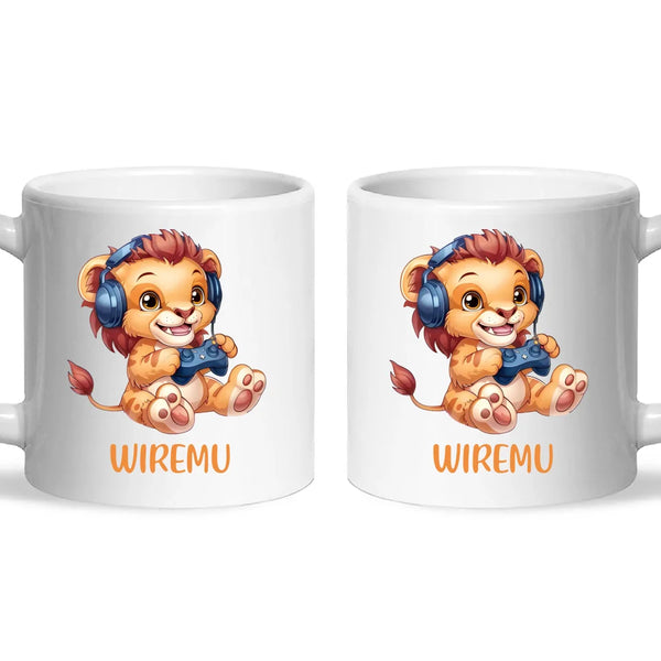 Lion Gamer Adventure - Personalised Kids Mug