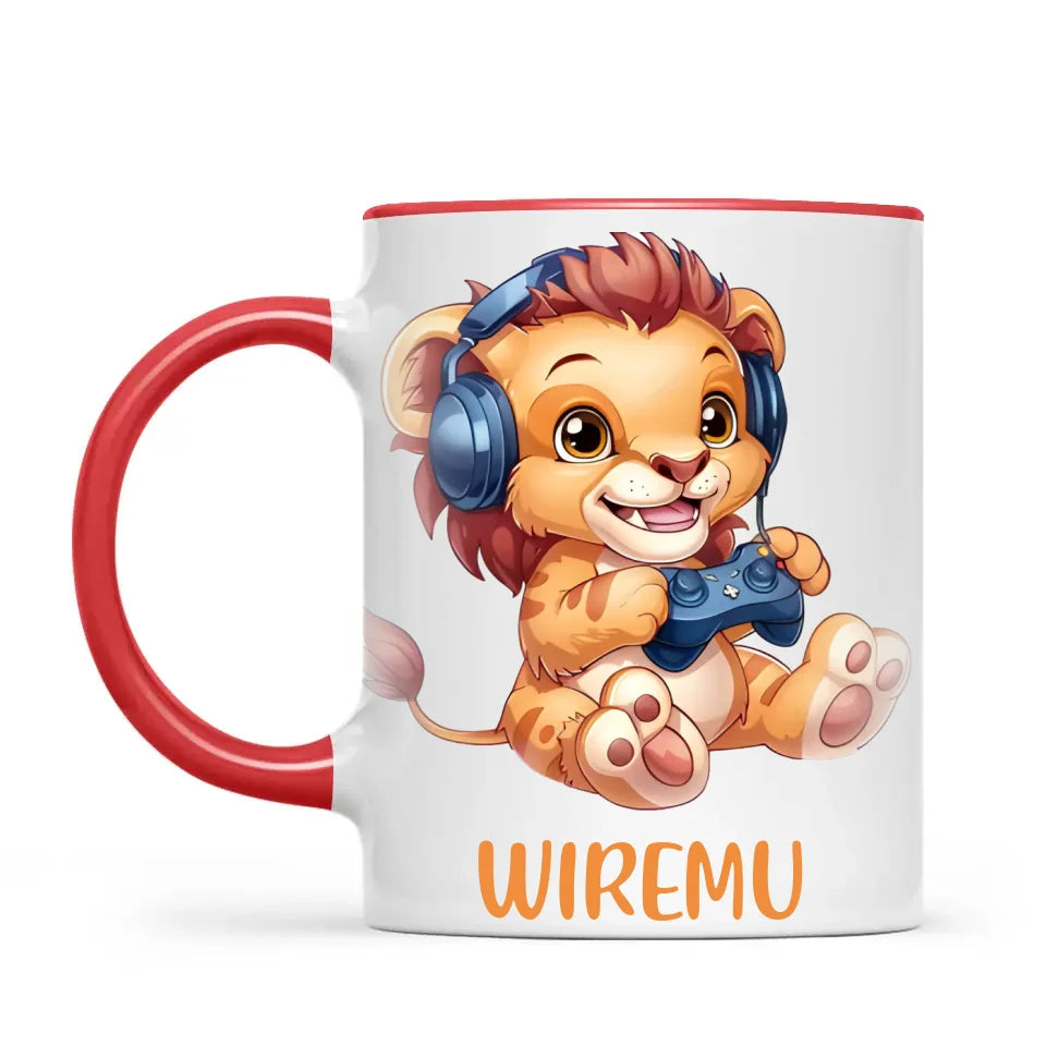 Lion Gamer Adventure - Personalised Kids Mug