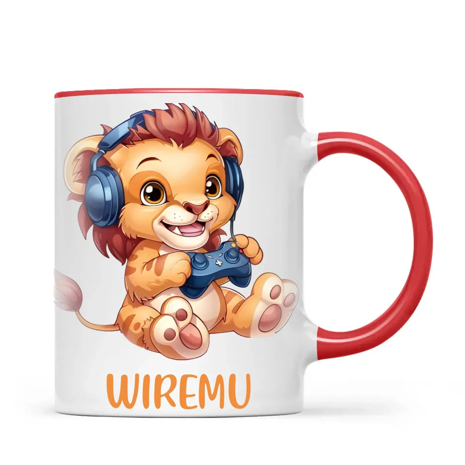 Lion Gamer Adventure - Personalised Kids Mug