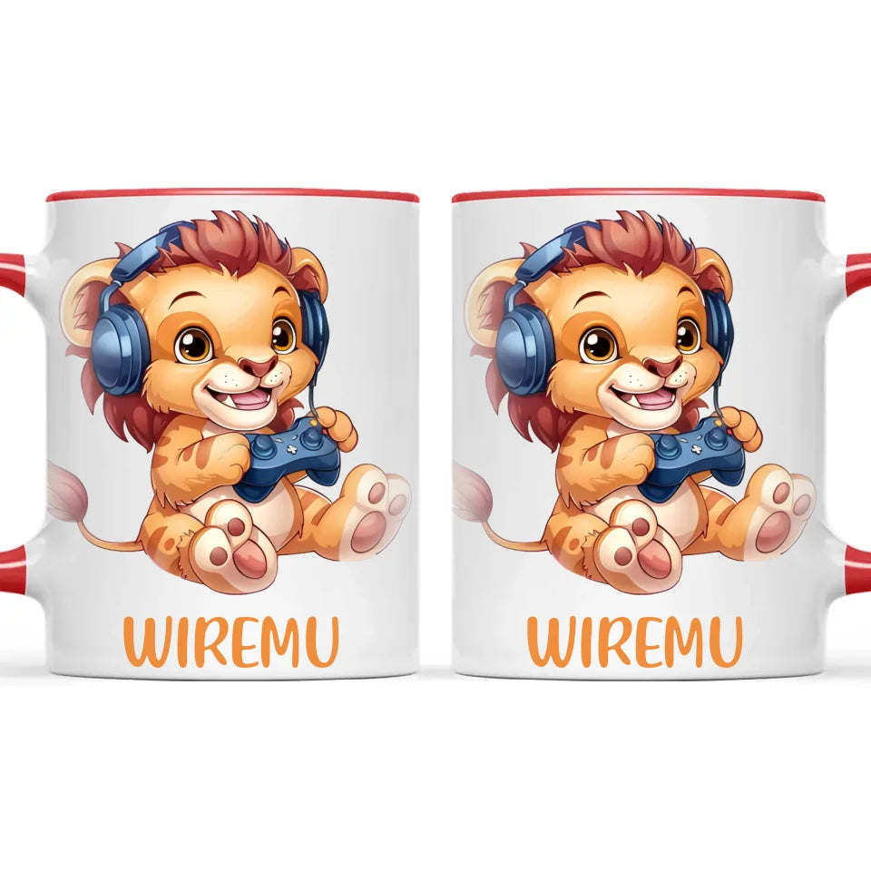 Lion Gamer Adventure - Personalised Kids Mug