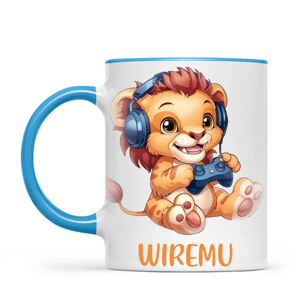 Lion Gamer Adventure - Personalised Kids Mug