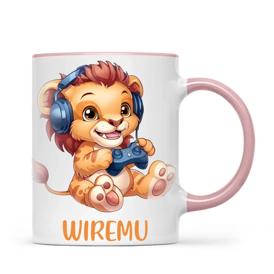 Lion Gamer Adventure - Personalised Kids Mug